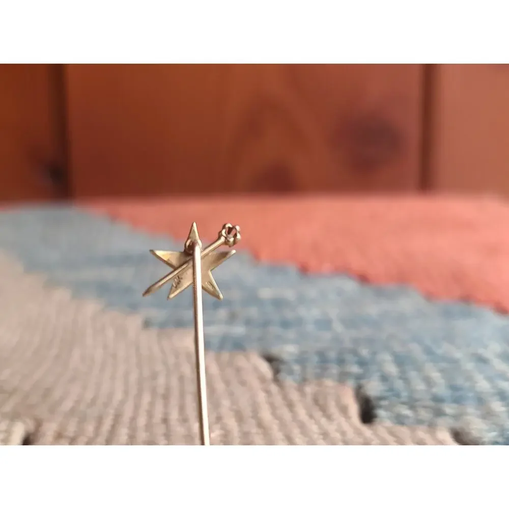Antique Victorian 14K Gold Pearl & Diamond Starburst Stick Pin – Celestial Star - Picture 7 of 9